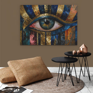Divine Eye Sunburst - Blue Horizontal Canvas Print