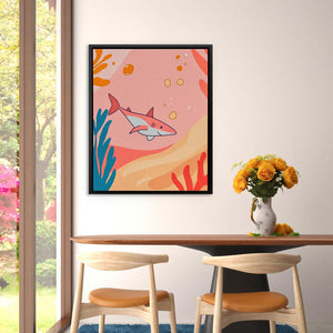 Diving Pink Shark - Luxury Wall Art