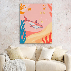 Diving Pink Shark - Luxury Wall Art