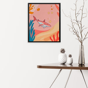 Diving Pink Shark - Luxury Wall Art