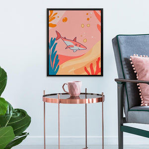 Diving Pink Shark - Luxury Wall Art