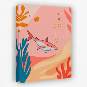 Diving Pink Shark - Luxury Wall Art