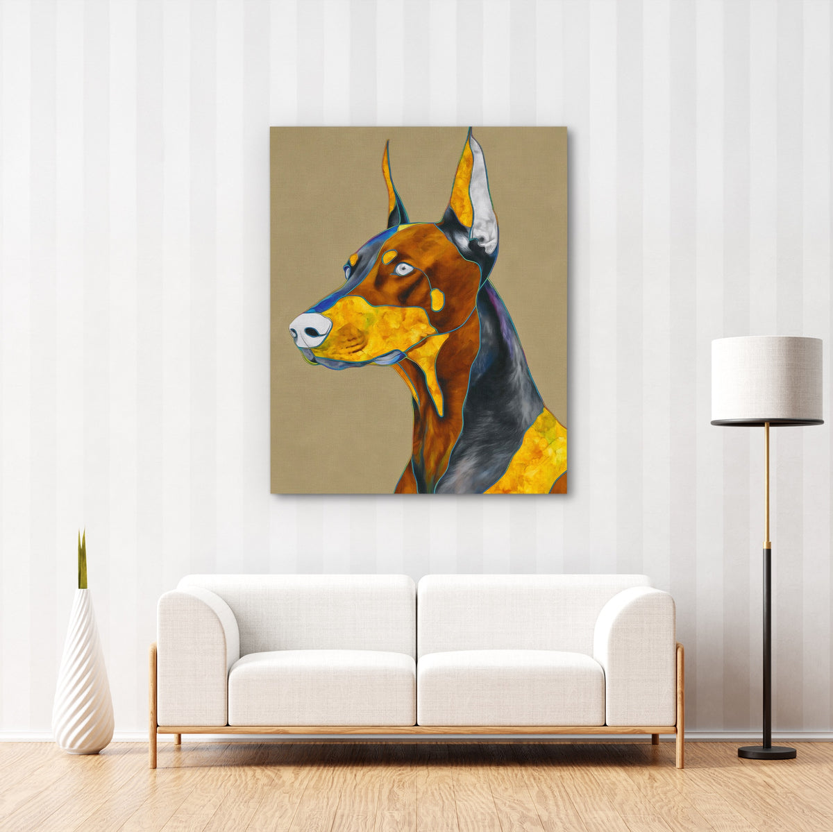 Doberman Geometric Profile — Doberman Geometric Profile New   Striped Wall 219