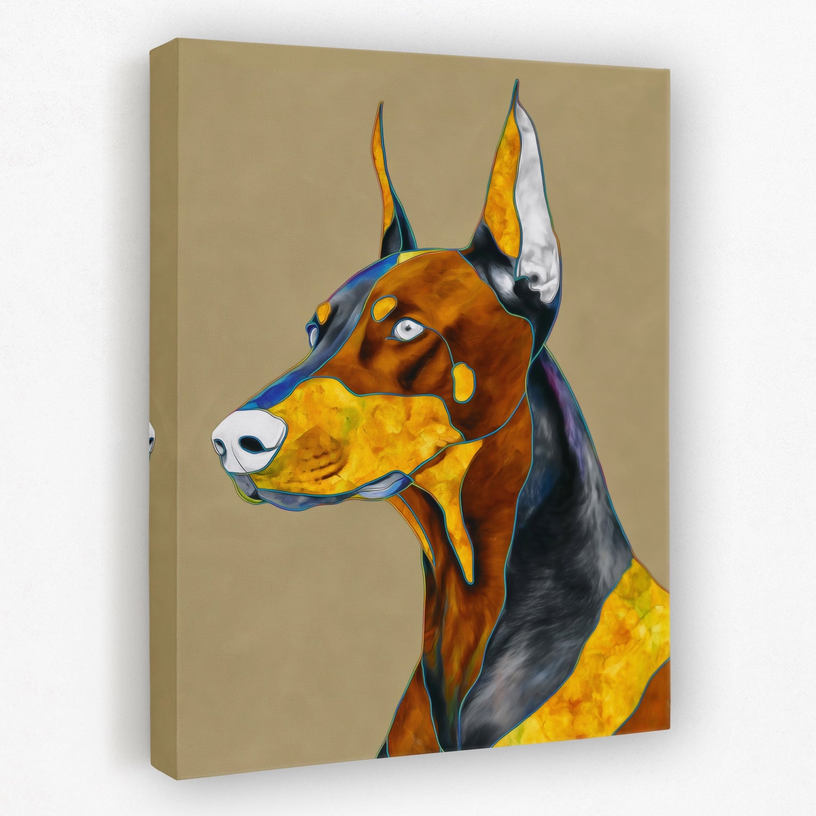 Doberman Geometric Profile canvas wall art