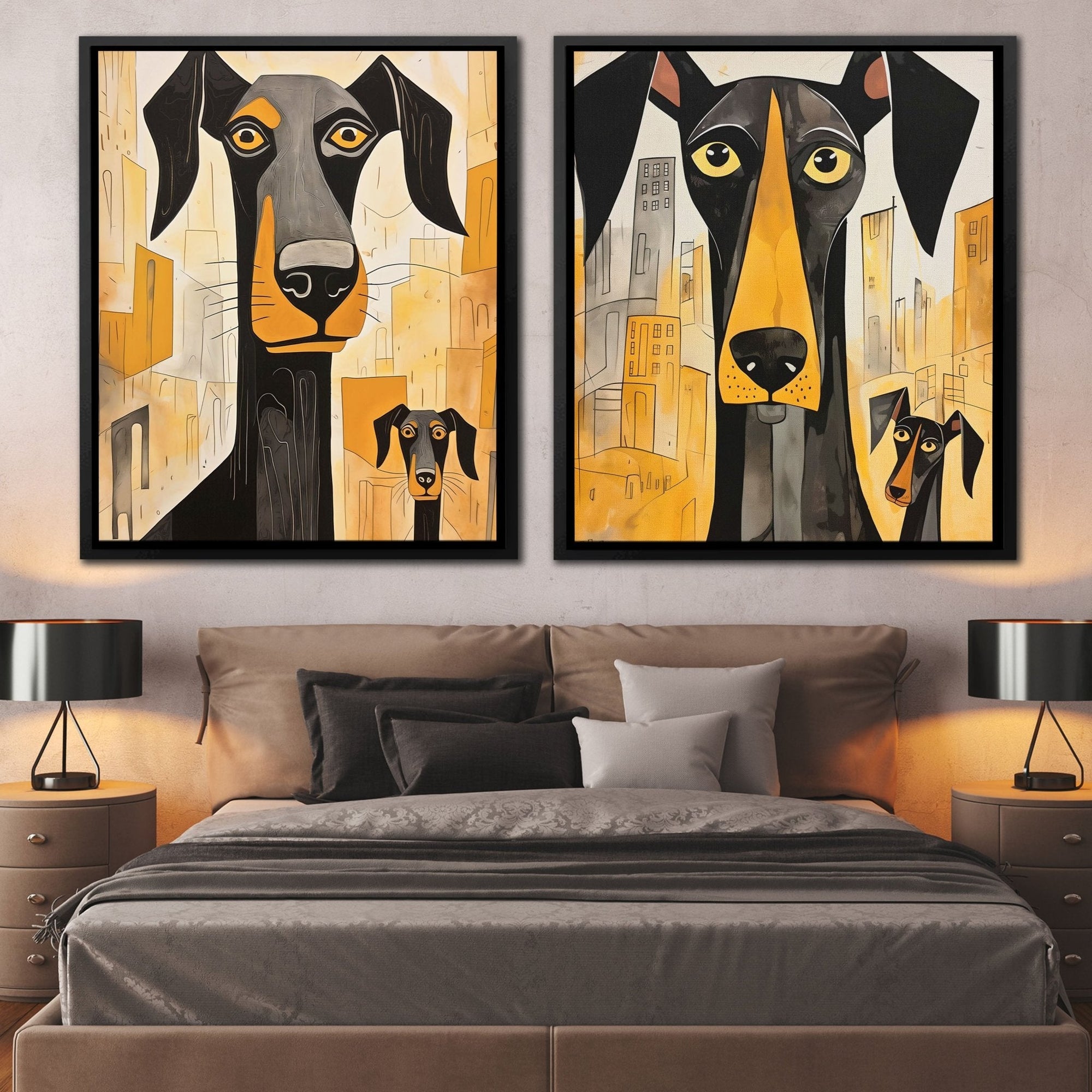 Doberman Pack Canvas (2) Set - Luxury Wall Art