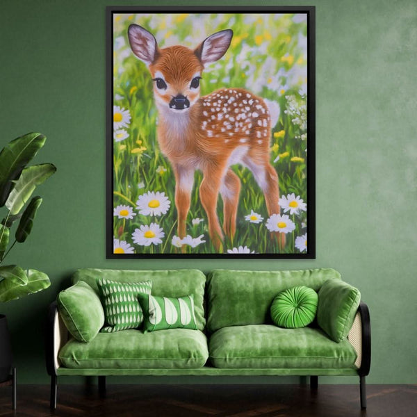Doe in Daisies in a room