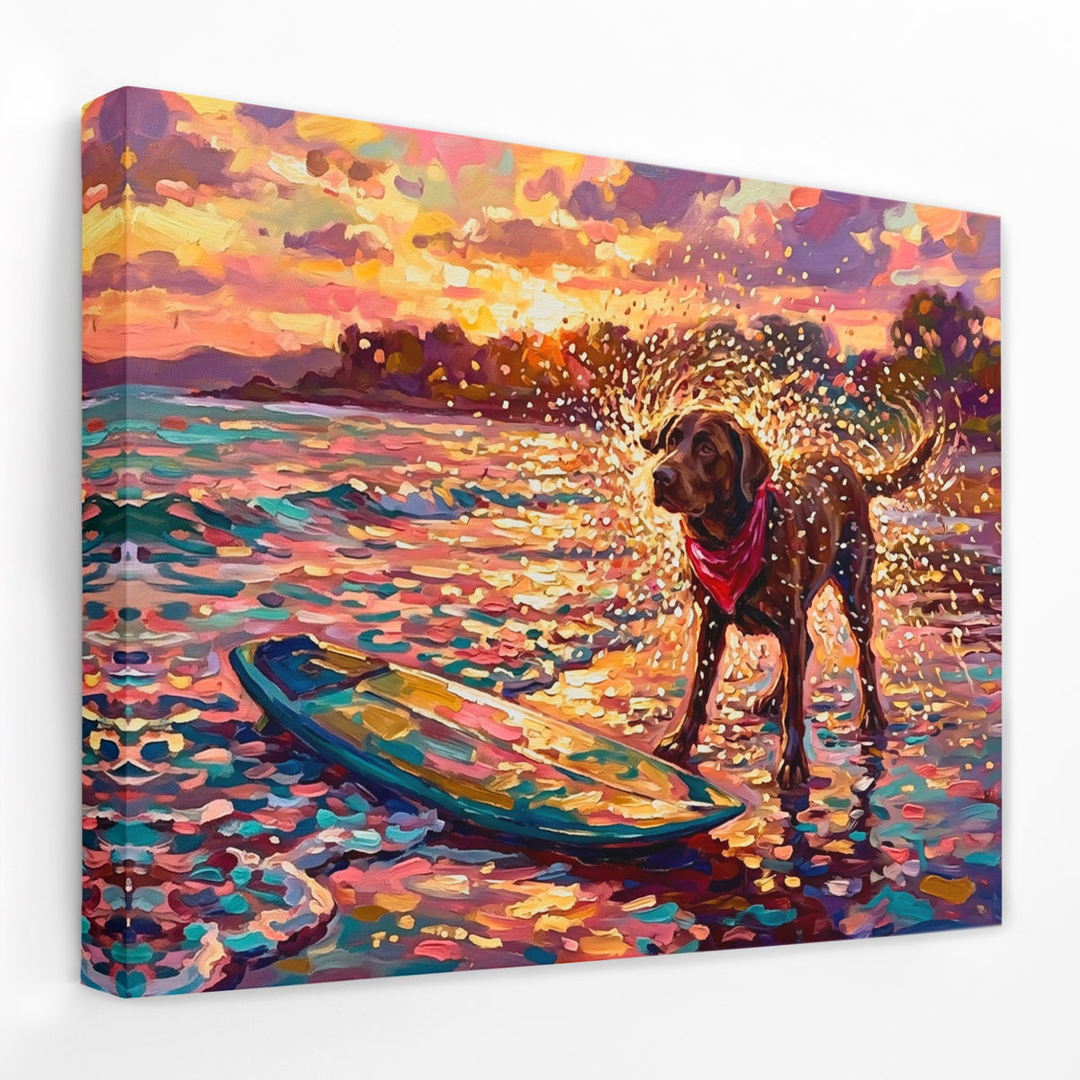 Dog Golden Surfboard — Dog Golden Surfboard Landscape   Side View   Mirror Wrap 75