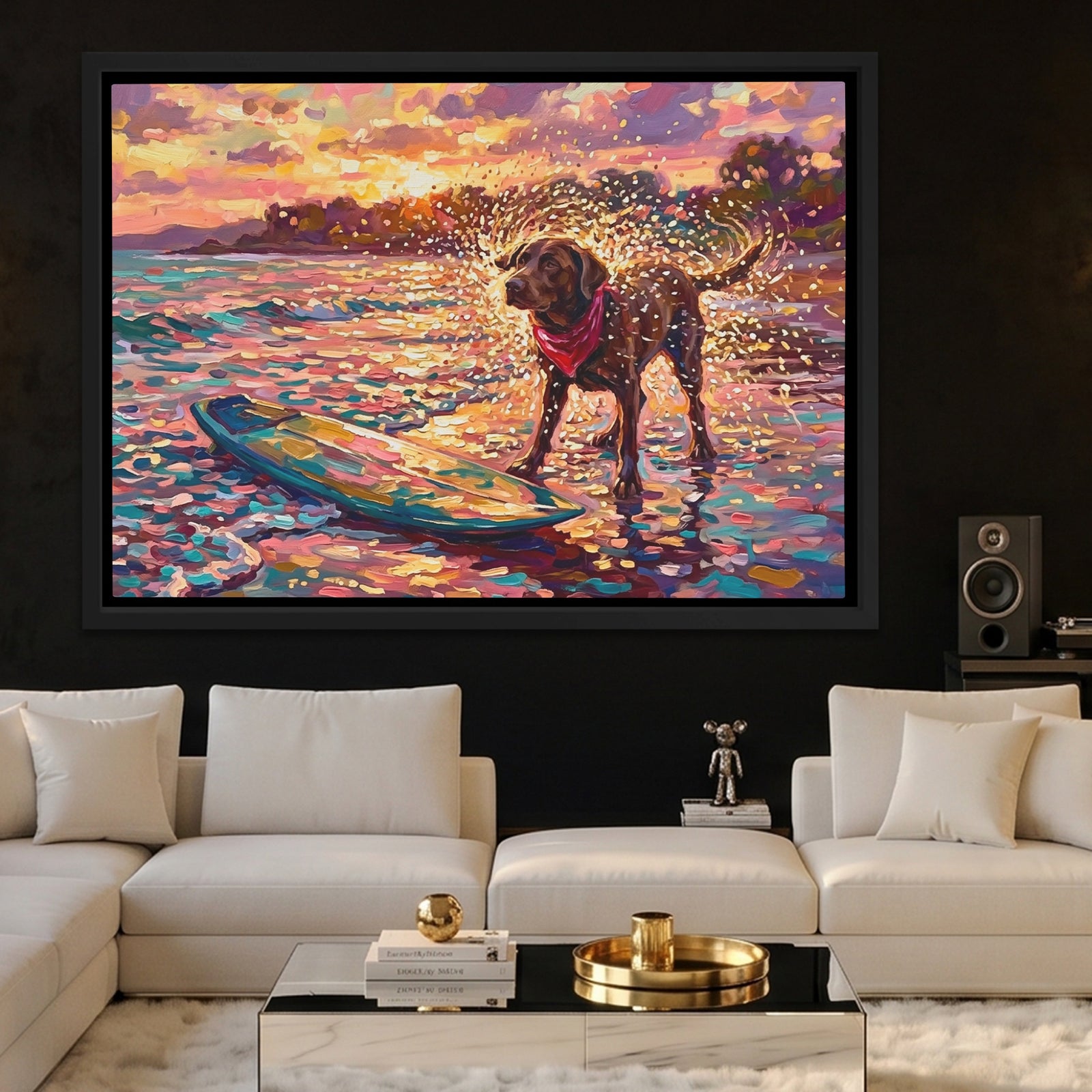 Dog Golden Surfboard — Dog Golden Surfboard Close Up Landscape 11