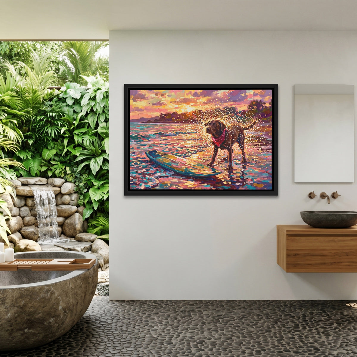 Dog Golden Surfboard — Dog Golden Surfboard Outdoor Bathroom Land 155