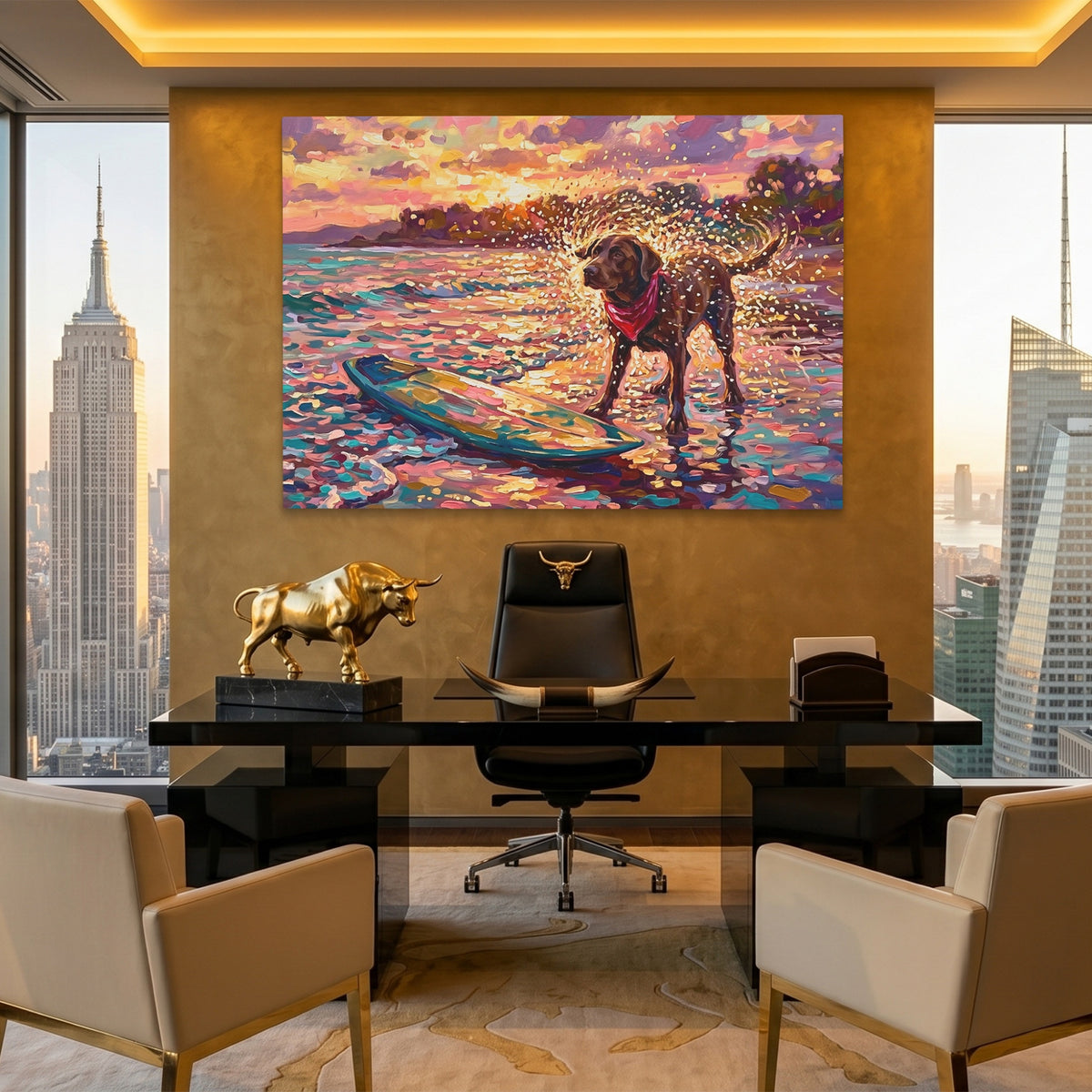 Dog Golden Surfboard — Dog Golden Surfboard Pent Bull Land 187