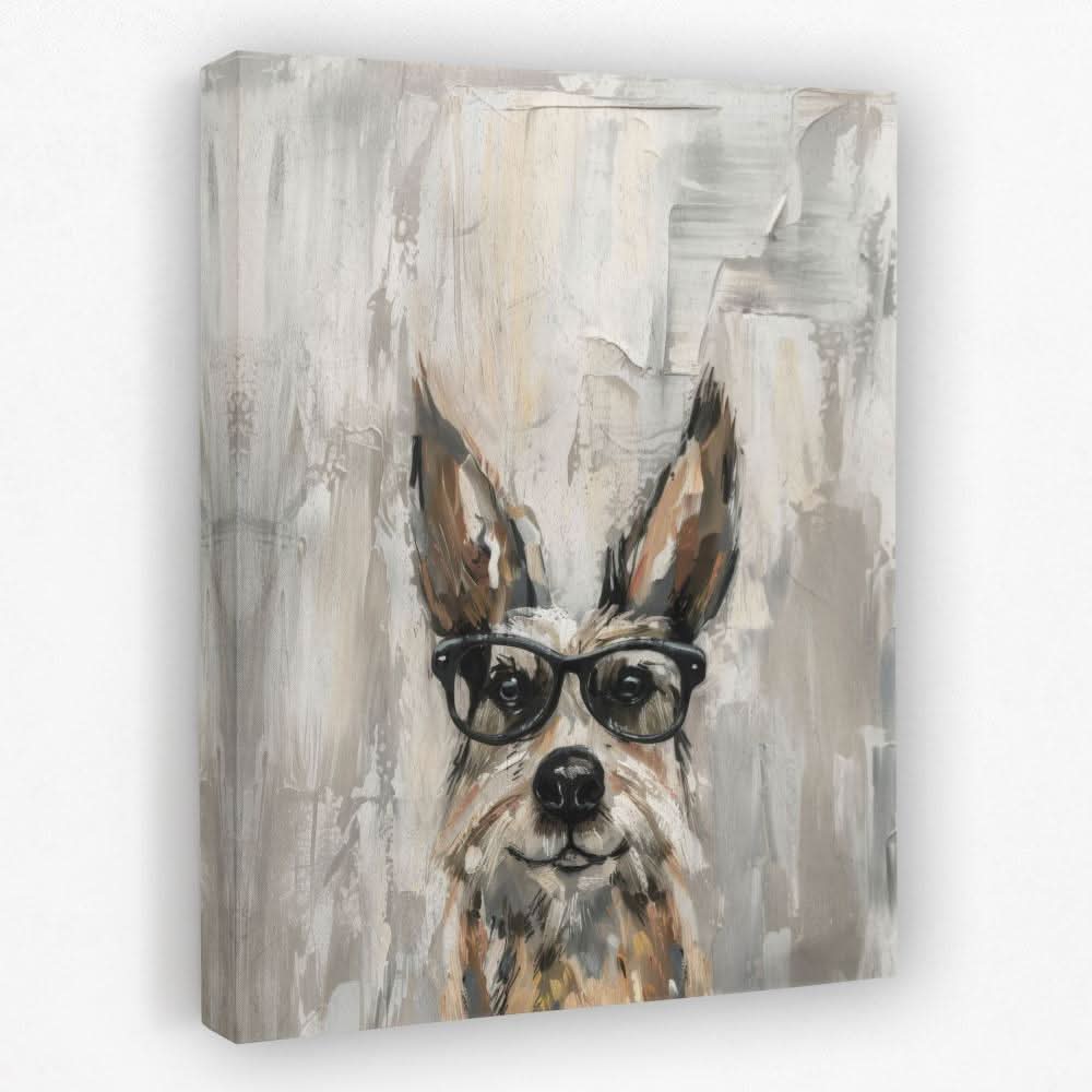 Dog With Glasses - Dog Canvas Wall Art