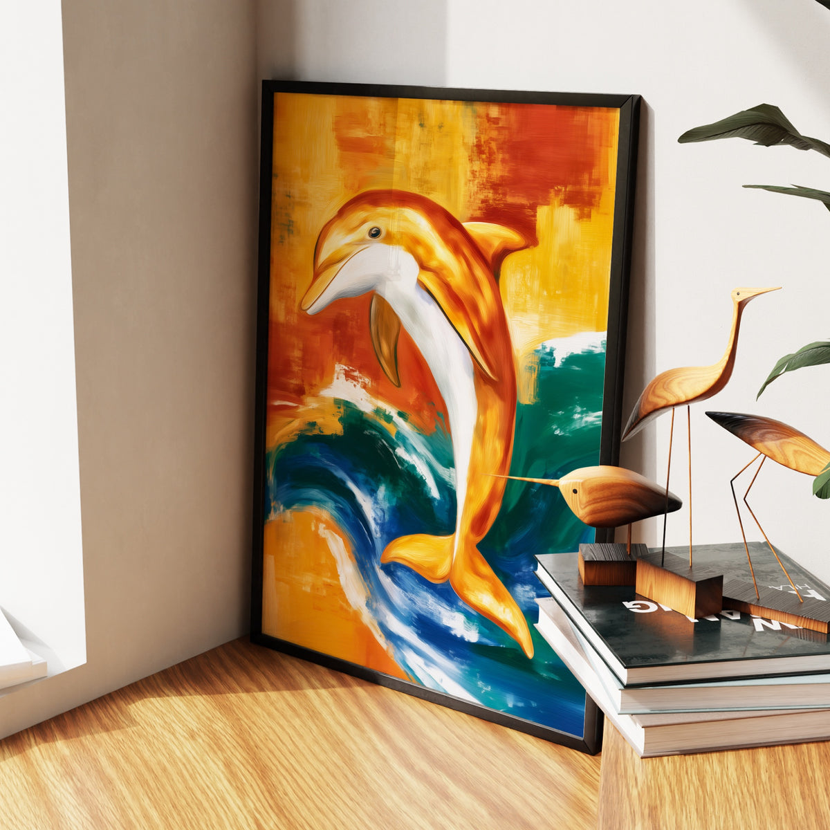 Dolphin Arching Leap — Dolphin Arching Leap New   Living Room Wall Apartment Zoom 240