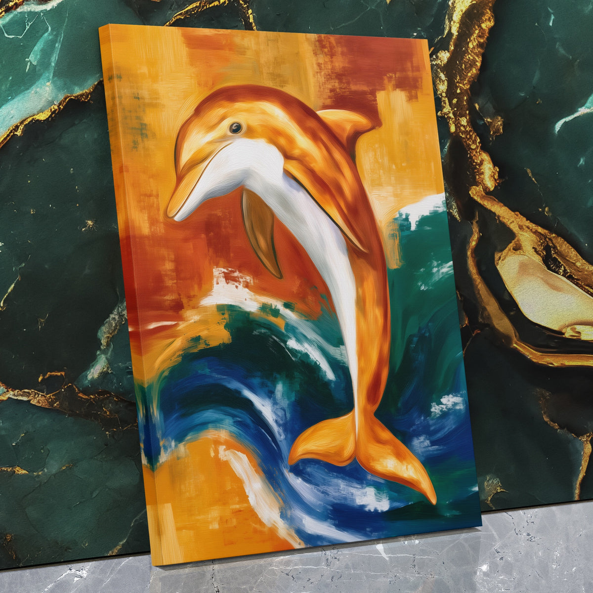 Dolphin Arching Leap — Dolphin Arching Leap Against Wall   Mirror Wrap V3 24