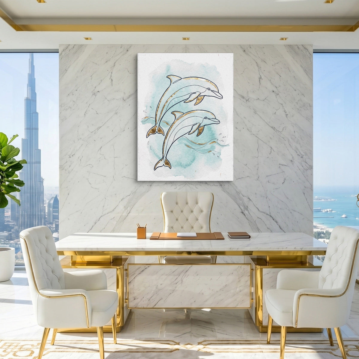 Dolphin Duo Ascent - Luxury Wall Art
