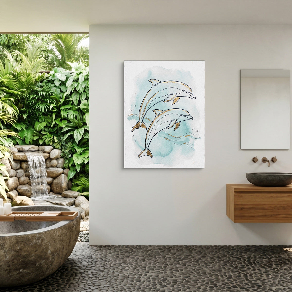 Dolphin Duo Ascent - Luxury Wall Art