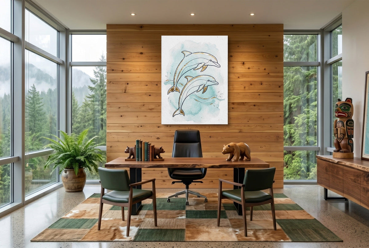 Dolphin Duo Ascent - Luxury Wall Art
