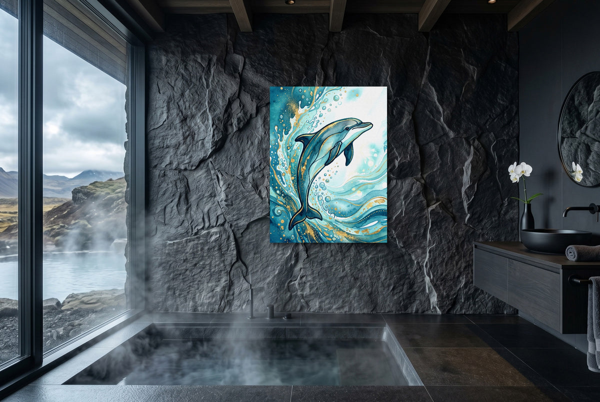 Dolphin's Aqua Flow — dolphin's aqua flow small bathroom with window 1port flush print