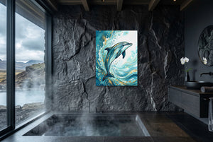 Dolphin's Aqua Flow — dolphin's aqua flow small bathroom with window 1port flush print