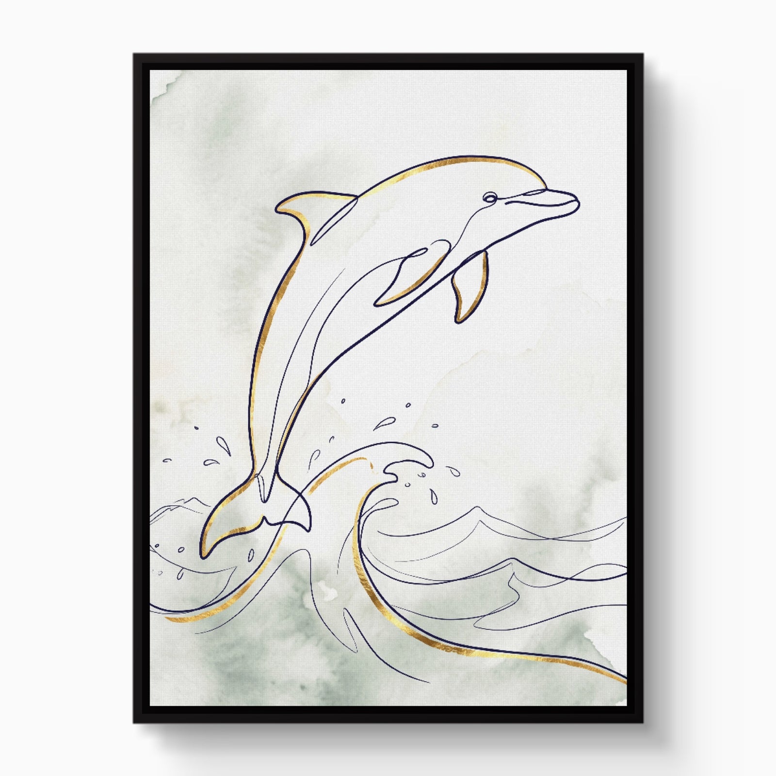 Dolphin's Ascent — dolphin's ascent white studio framed black