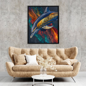Dolphin Teal Thunder - Luxury Wall Art