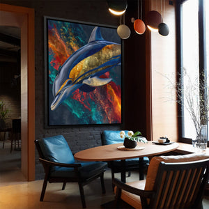 Dolphin Teal Thunder - Luxury Wall Art