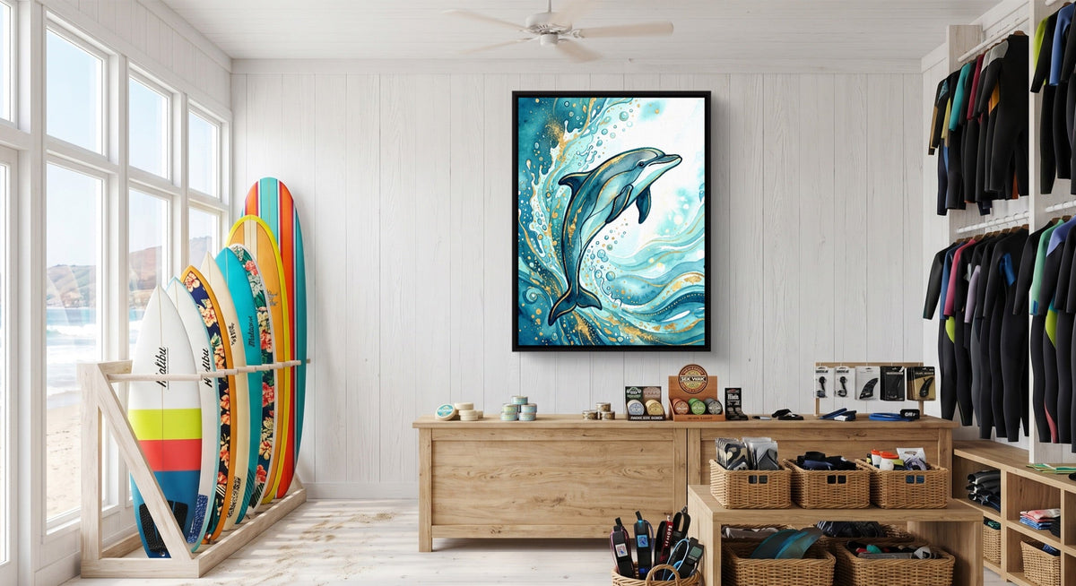 Dolphin's Aqua Flow - Luxury Wall Art