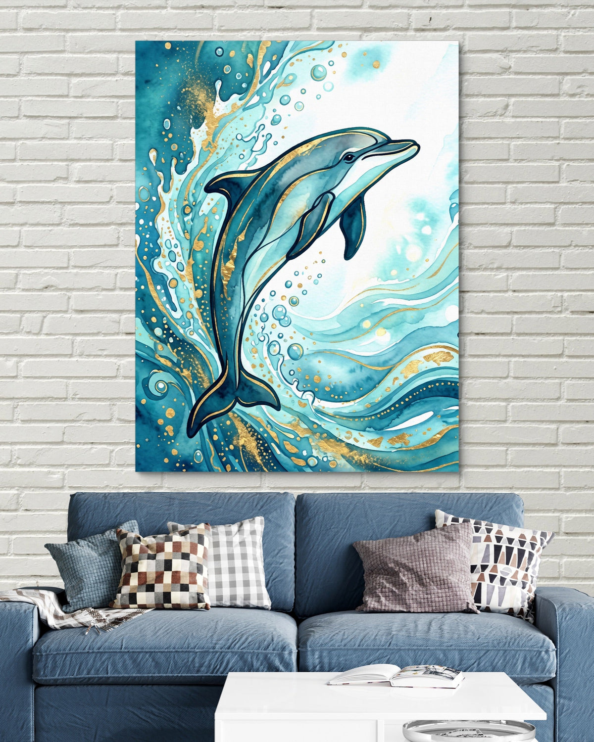 Dolphin's Aqua Flow - Luxury Wall Art