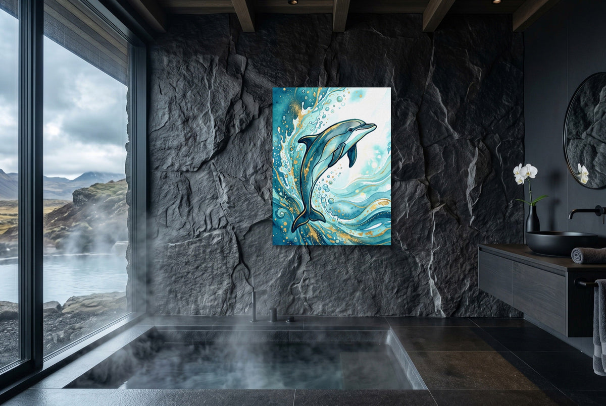 Dolphin's Aqua Flow - Luxury Wall Art