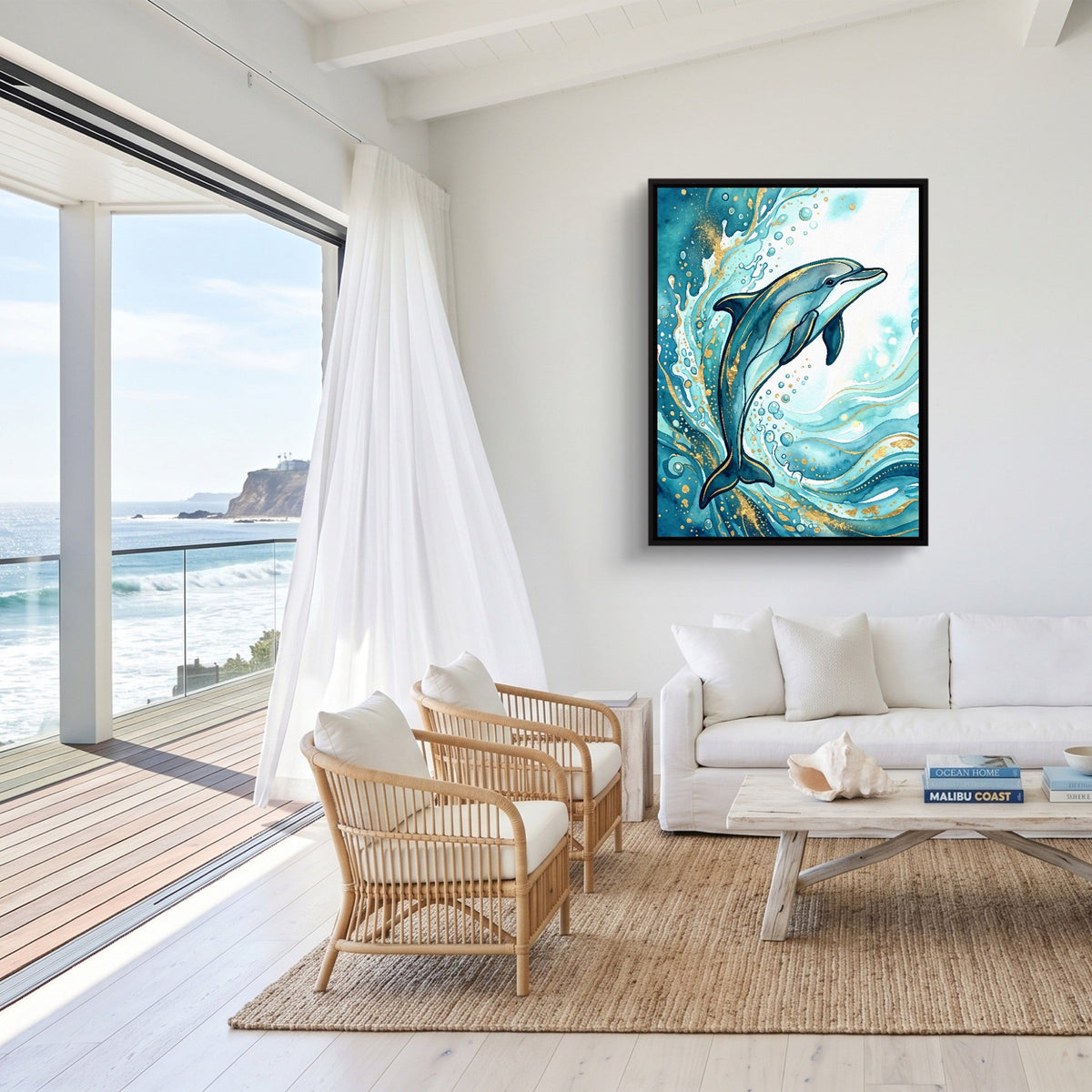 Dolphin's Aqua Flow - Luxury Wall Art