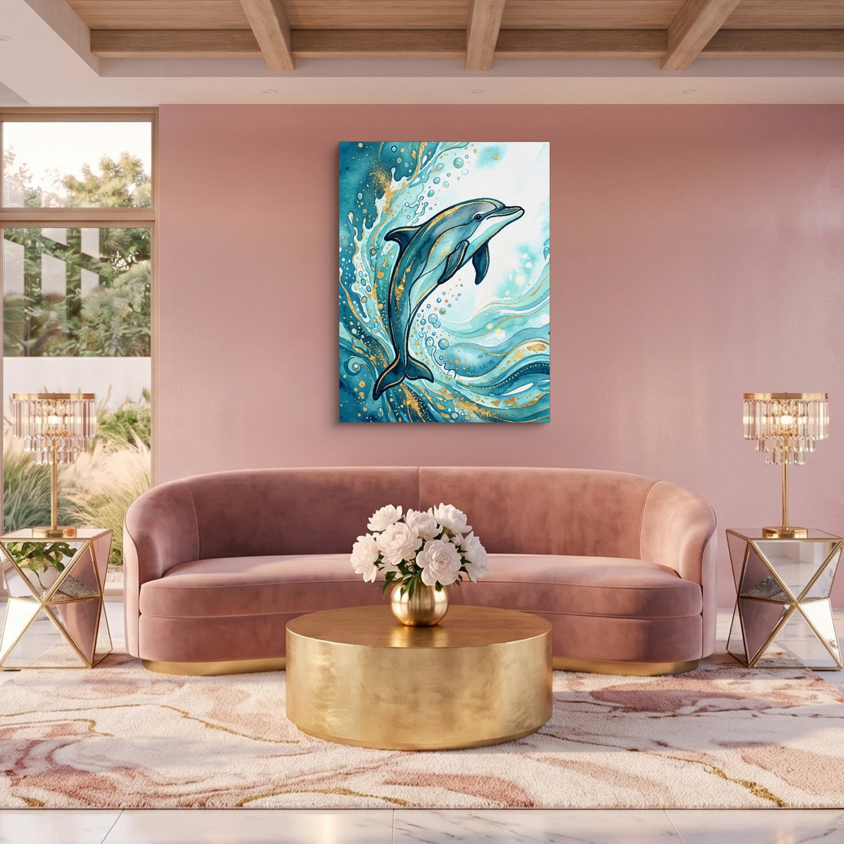 Dolphin's Aqua Flow - Luxury Wall Art
