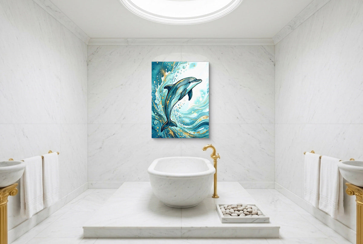 Dolphin's Aqua Flow - Luxury Wall Art