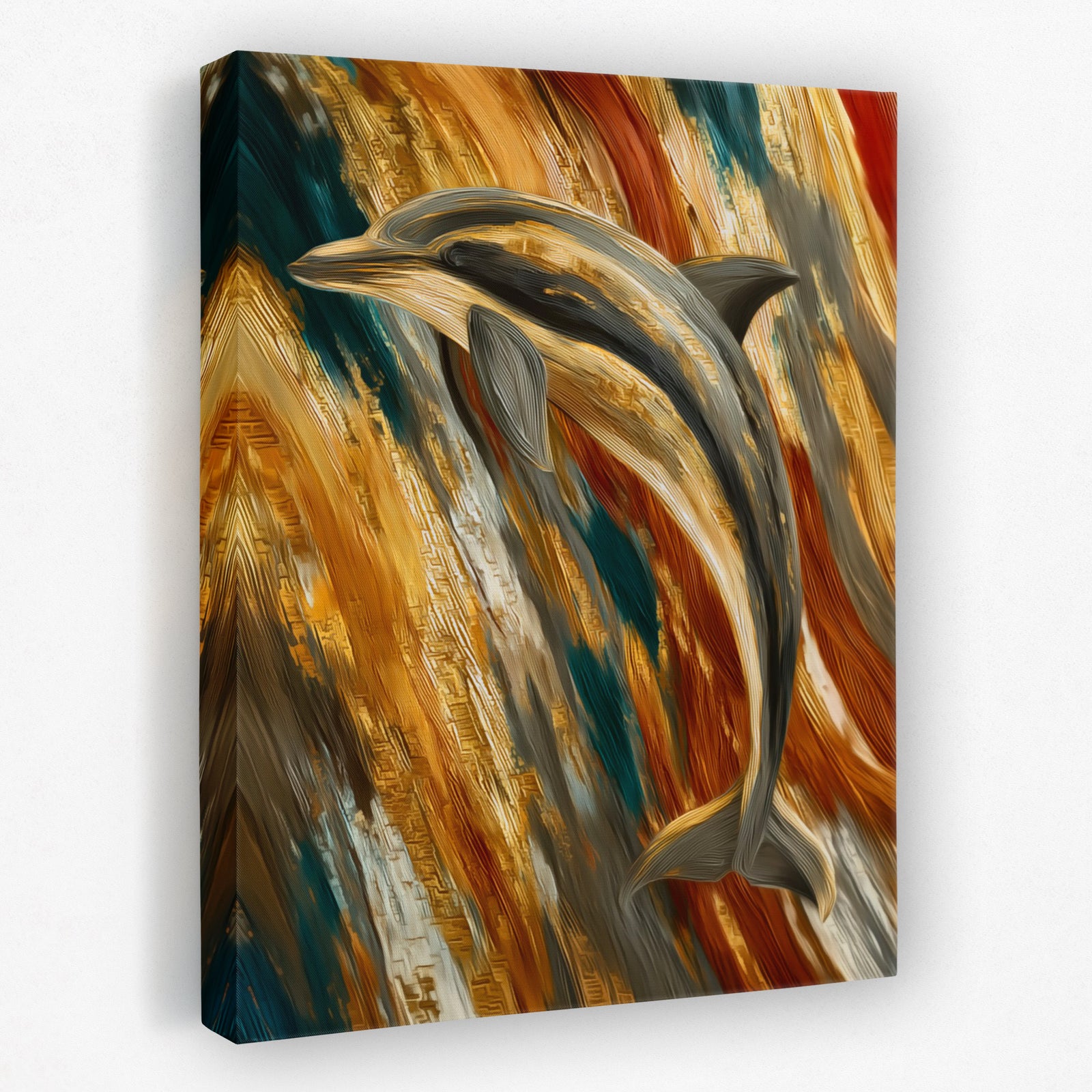 Dolphins Golden Current - Luxury Wall Art