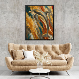 Dolphins Golden Current - Luxury Wall Art
