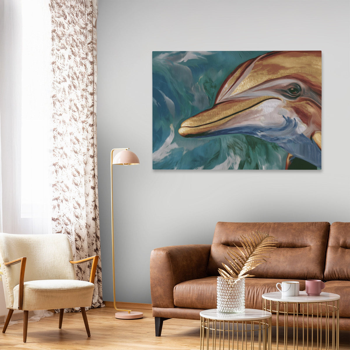 Dolphins Golden Tide - Luxury Wall Art