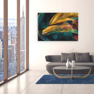 Dolphins Teal Current - Luxury Wall Art