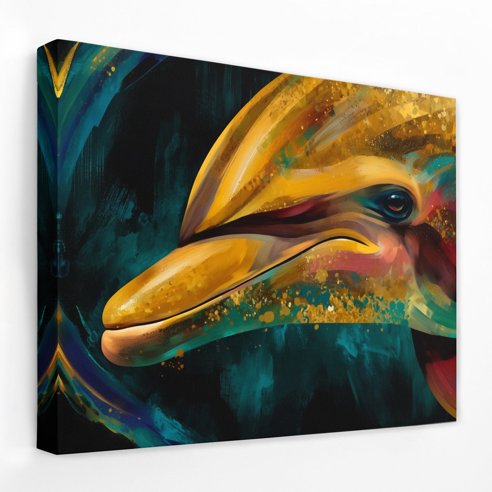 Dolphins Teal Current - Luxury Wall Art