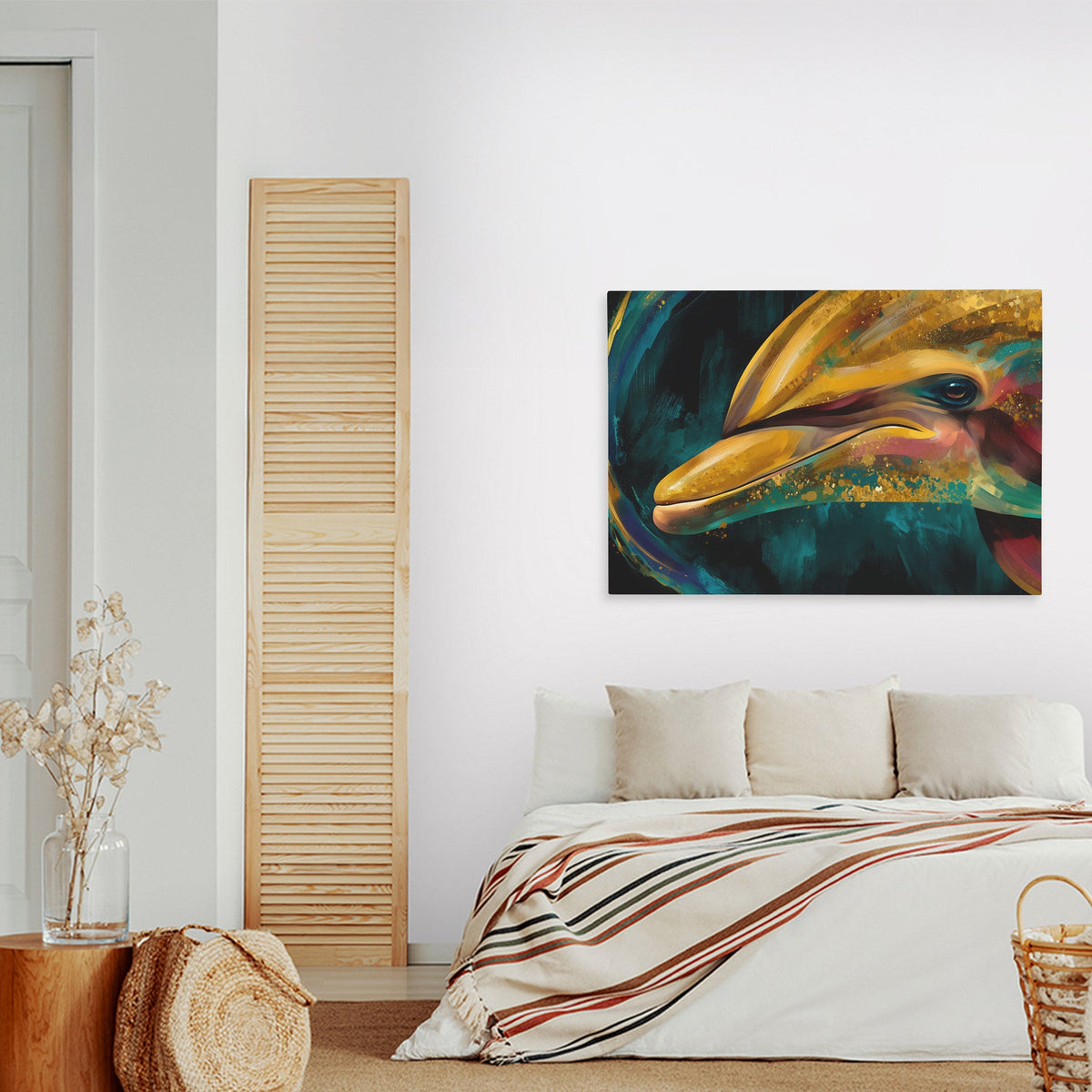 Dolphins Teal Current - Luxury Wall Art