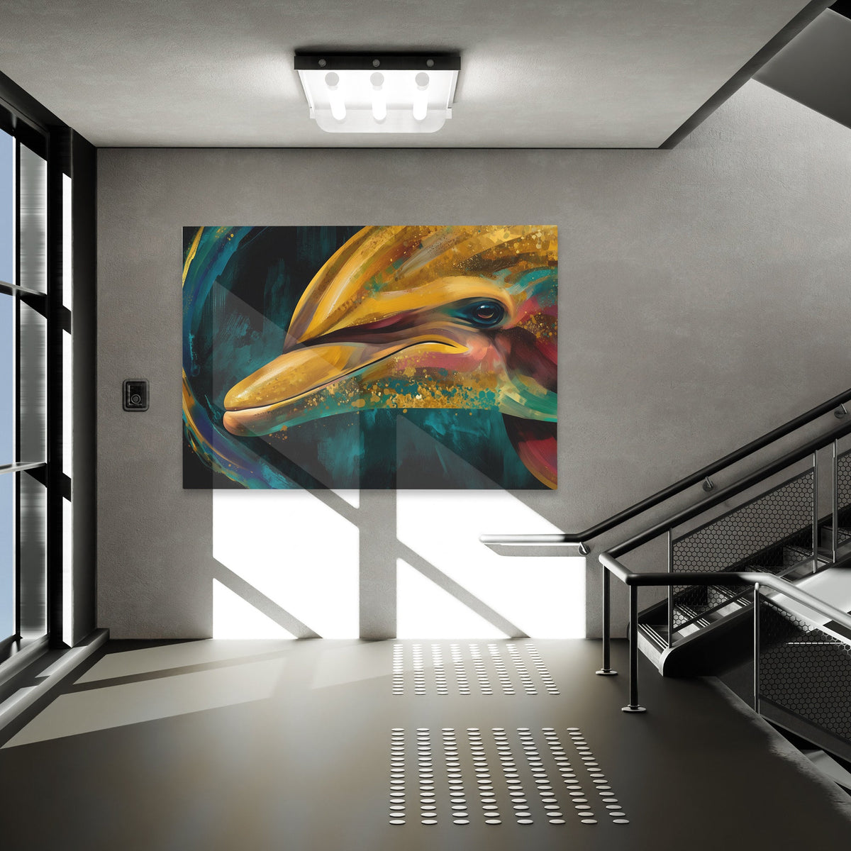 Dolphins Teal Current - Luxury Wall Art