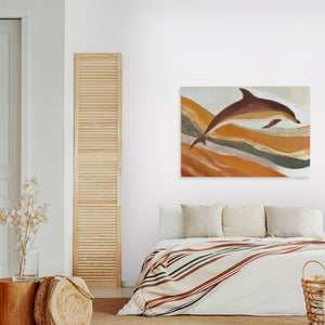 Dolphins Through Golden Waves - Luxury Wall Art