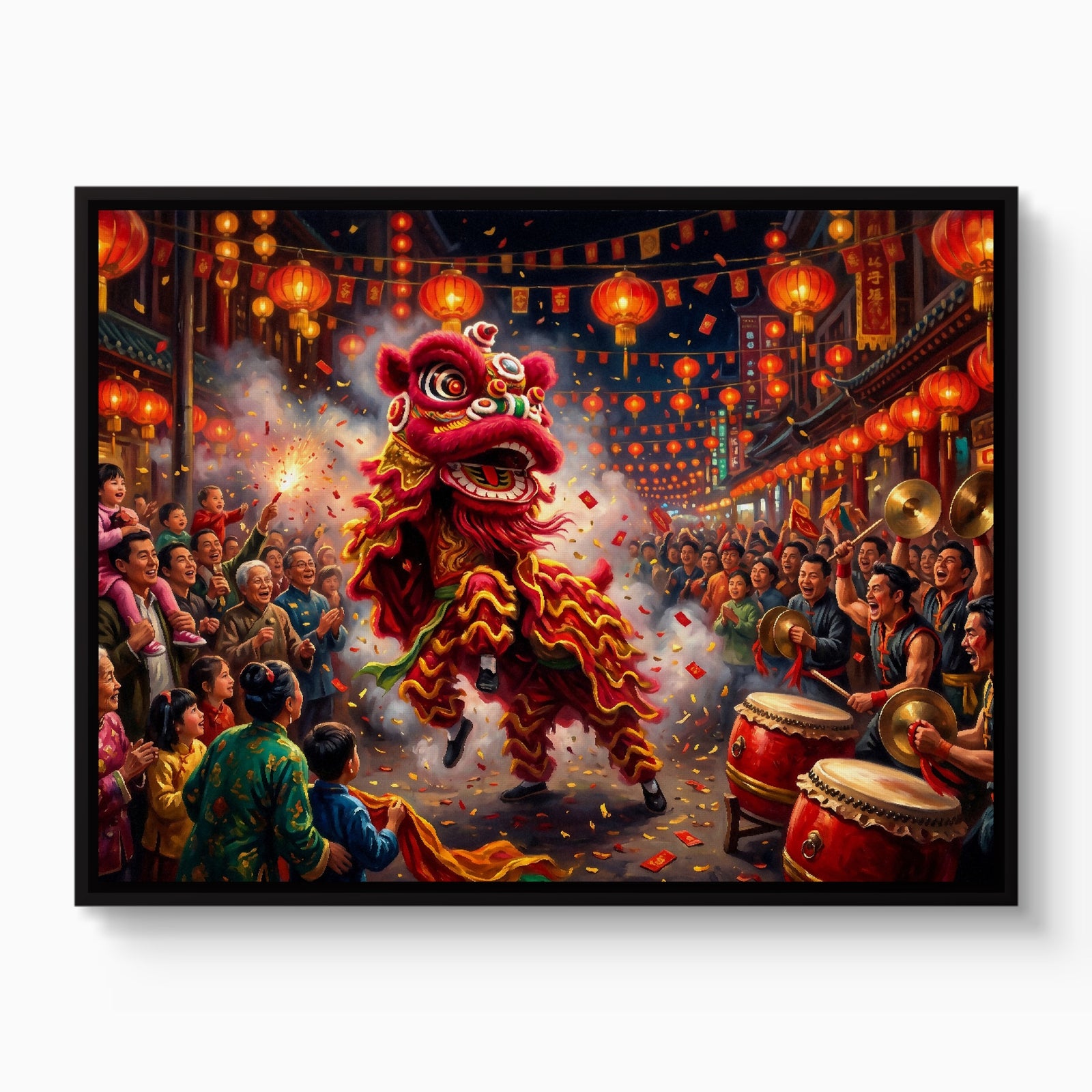 Dragon Celebration Night — dragon celebration night white studio framed black