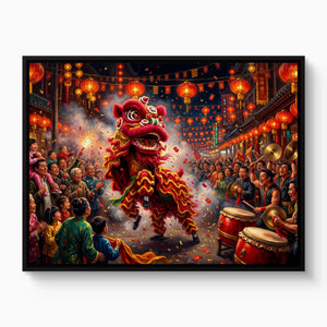 Dragon Celebration Night — dragon celebration night white studio framed black