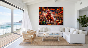 Dragon Celebration Night — dragon celebration night beachside villa 1land flush print