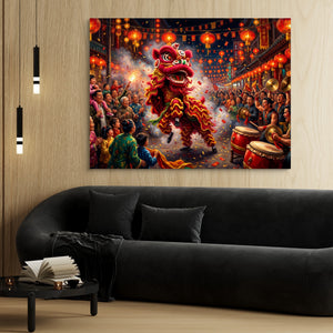 Dragon Celebration Night — dragon celebration night sq 70s vibes 1land flush print