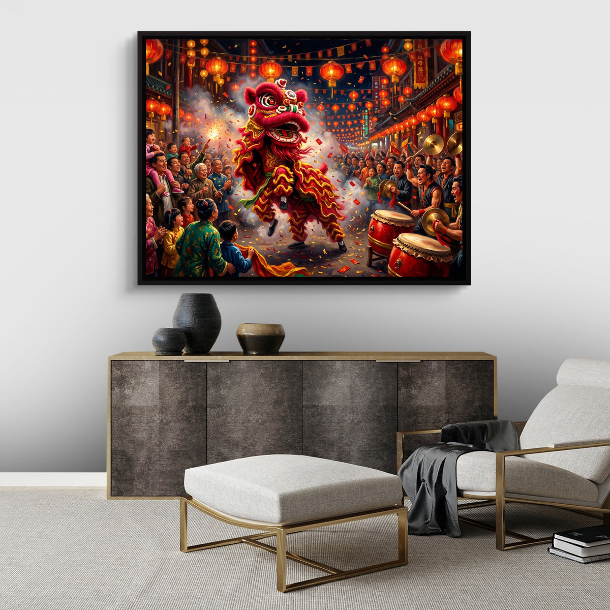 Dragon Celebration Night — dragon celebration night sq best living room land close 1land framed black