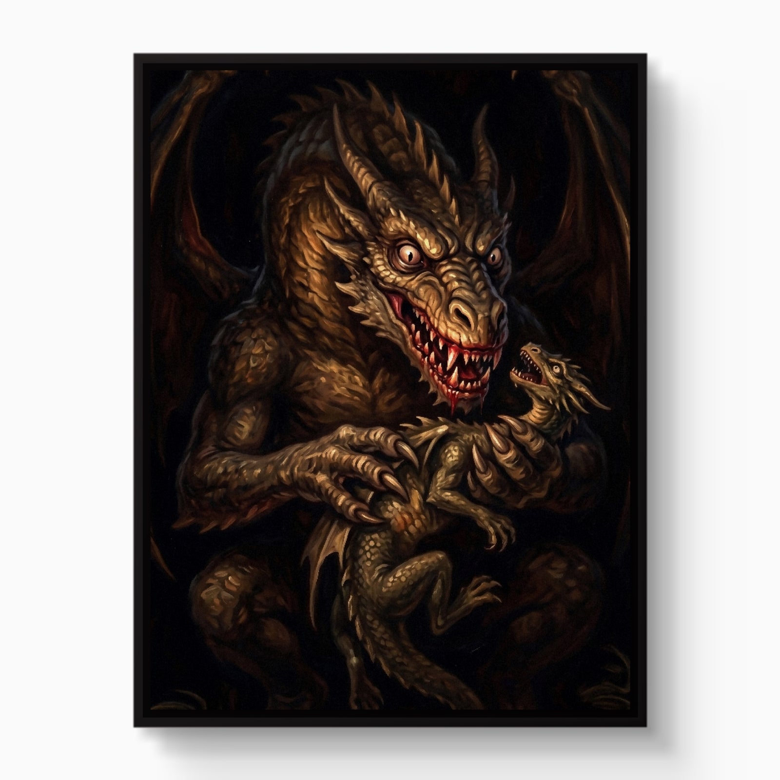Dragon Devouring His Son — dragon devouring his son white studio framed black