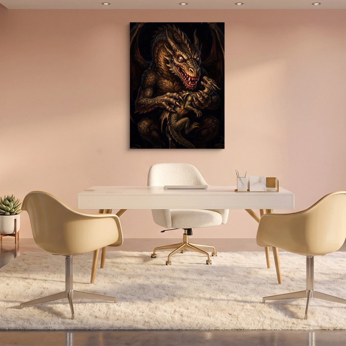Dragon Devouring His Son — dragon devouring his son sq pink office 1port flush print
