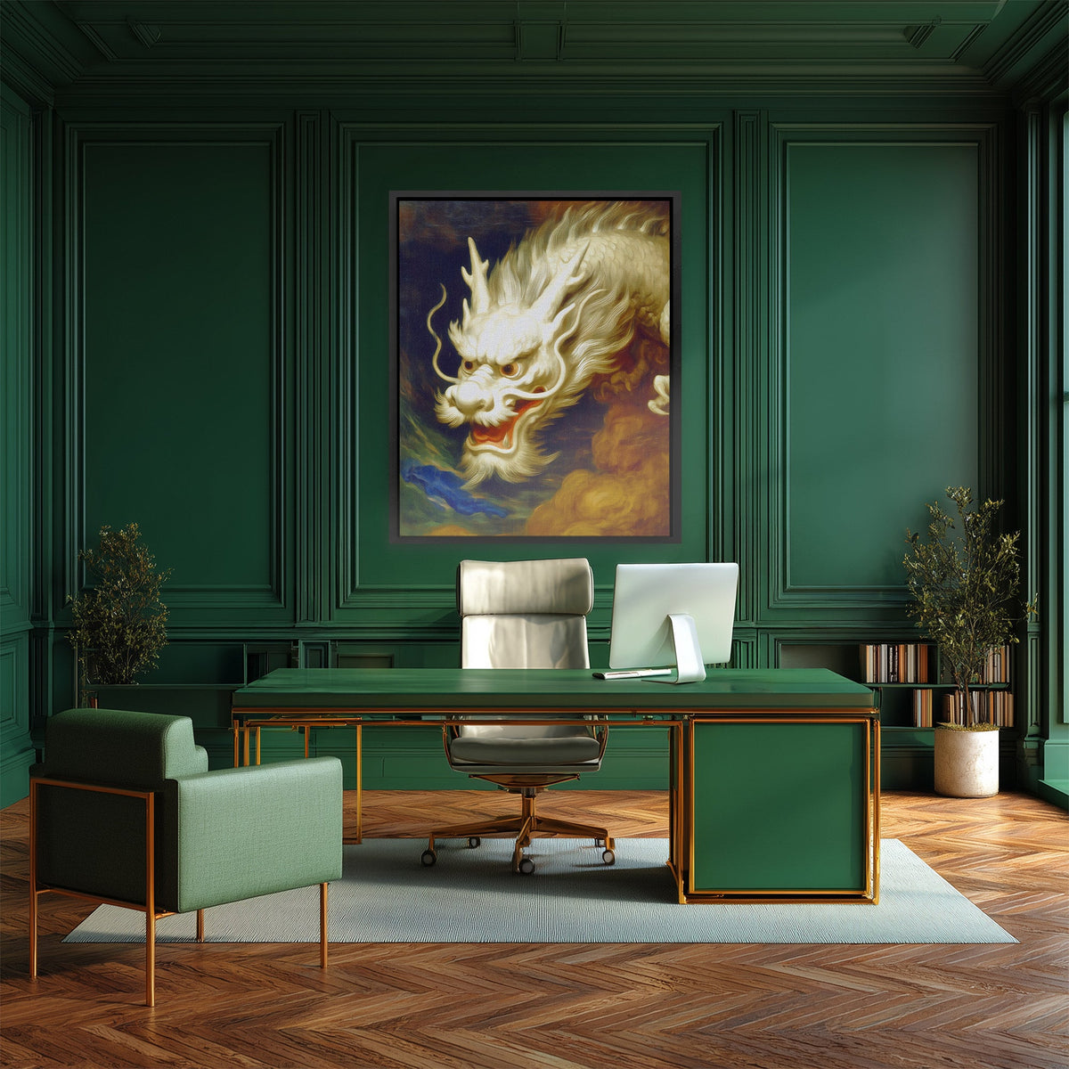 Dragon Golden Tempest - Luxury Wall Art
