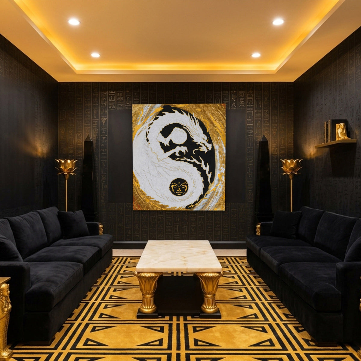 Dragon Golden Yin - Luxury Wall Art