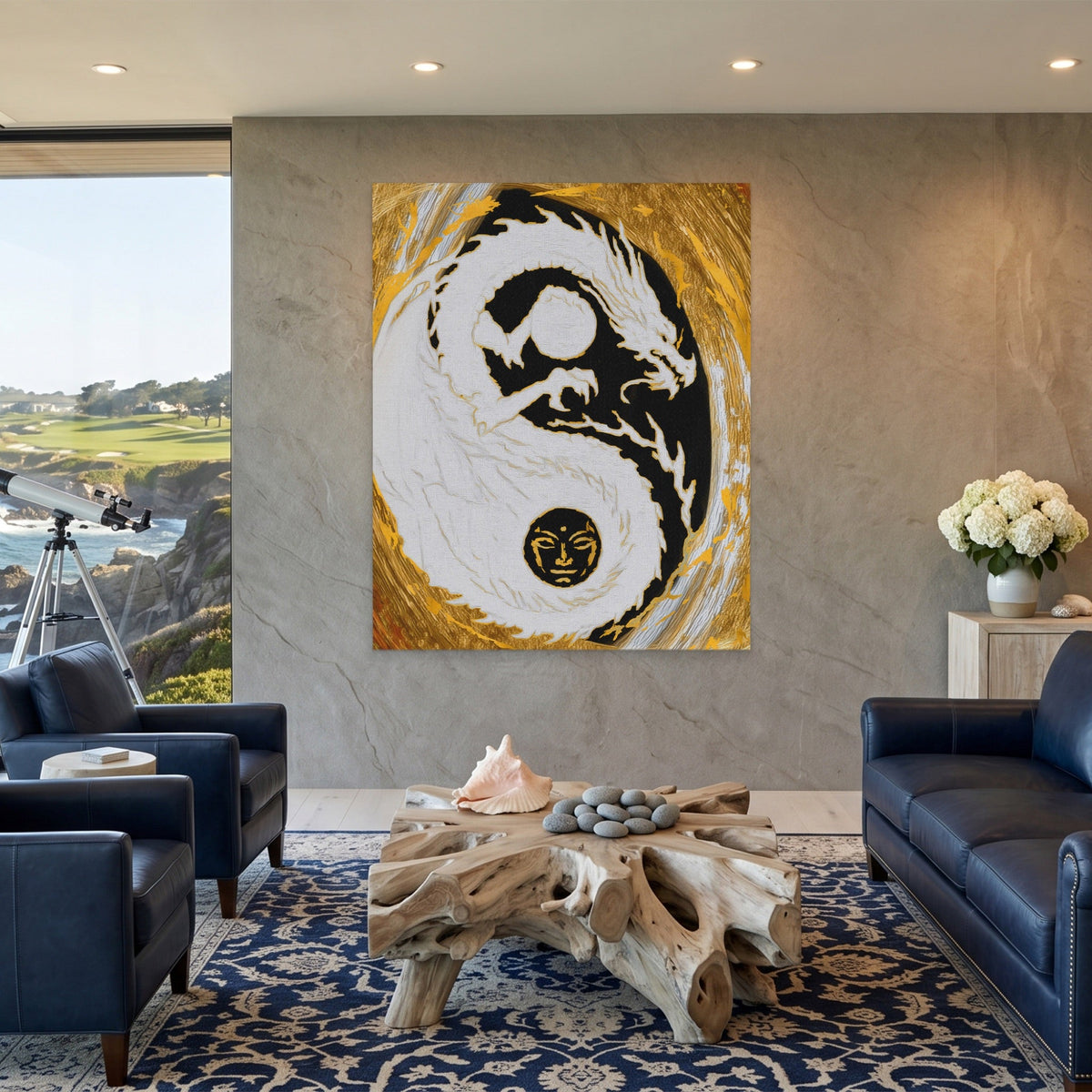 Dragon Golden Yin - Luxury Wall Art
