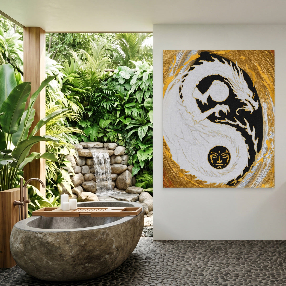 Dragon Golden Yin - Luxury Wall Art